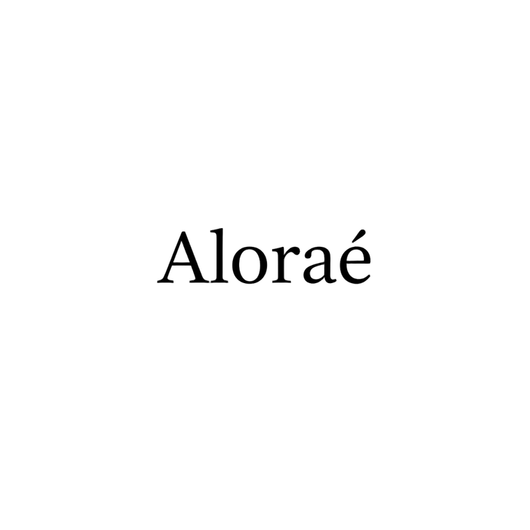 Brand name 'Aloraé' in white on a white background