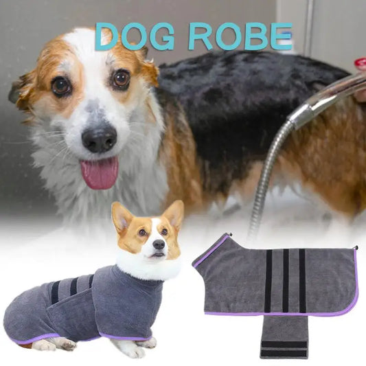 “Quick-Dry Dog Bathrobe – Absorbent Microfiber Towel”