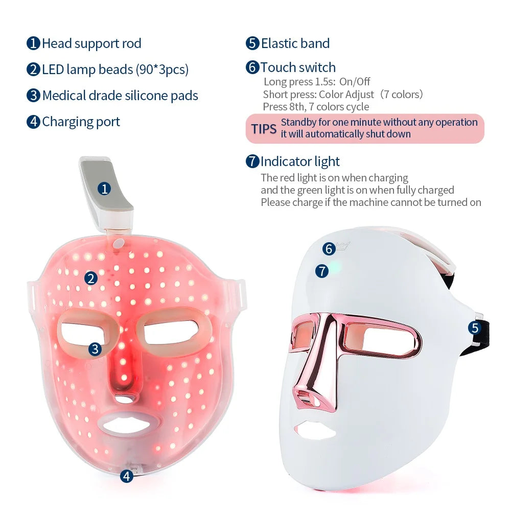 “Wireless LED Facial Mask – 7-Color Photon Therapy”
