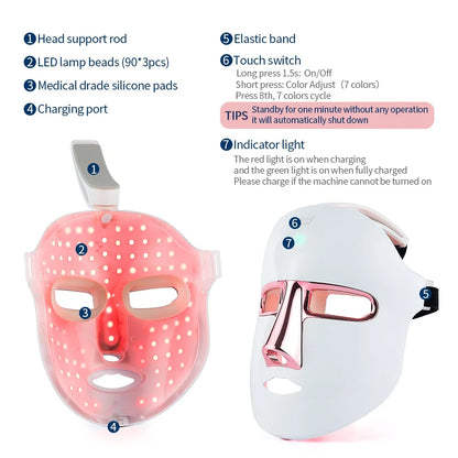 “Wireless LED Facial Mask – 7-Color Photon Therapy”